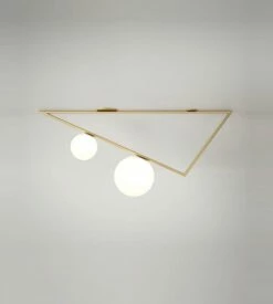 Plafonnier Triangle 2 Globes - 1m -BLOU PARIS Soldes plafonnier triangle 2 spheres 1